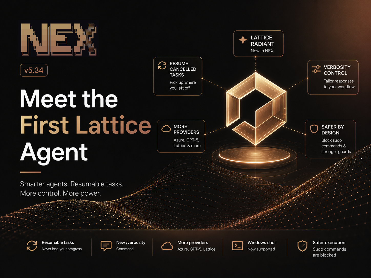 NEX v5.34 is out now: Meet the First Lattice Agent